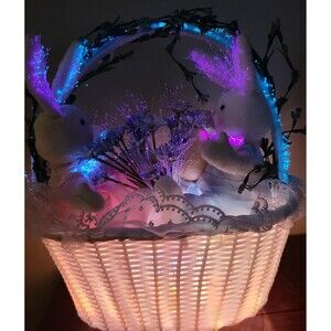 Department 56 Fiber Optic Centerpiece Bunny Basket Easter